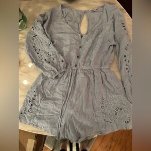American Eagle Outfitters Light Blue Eyelet Romper